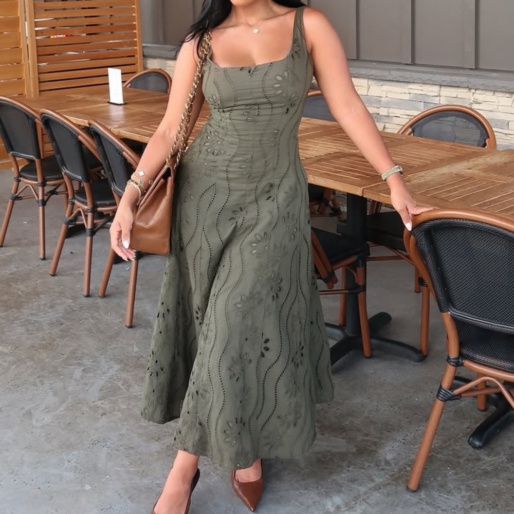 Zara embroidered eyelet midi dress